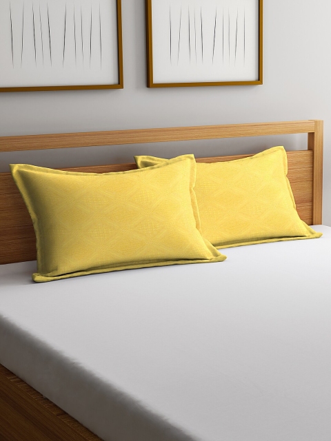 

NEUDIS Yellow Set Of 2 Jacquard Pillow Covers