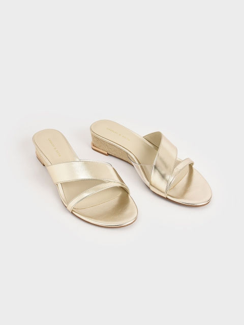

CHARLES & KEITH Women Gold-Toned Solid Sandals