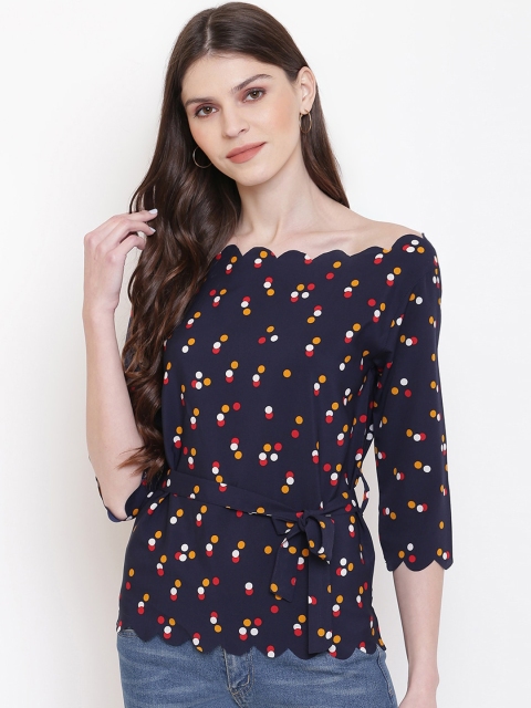 

Mayra Women Navy Blue Printed Top
