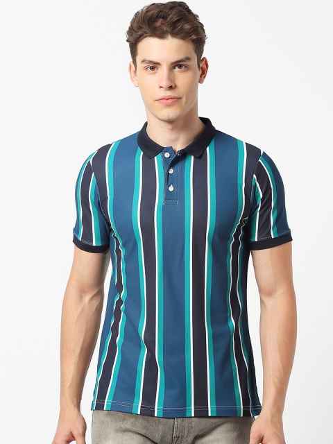 

MARCA Disati Men Green Striped Polo Collar T-shirt