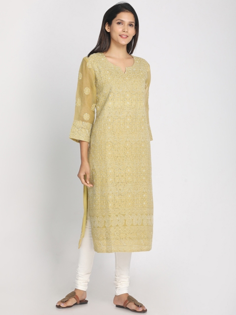 

Nakshi Women Beige Embroidered Straight Kurta
