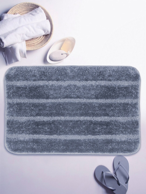 

BIANCA Grey Striped Anti-Skid Bath Rugs
