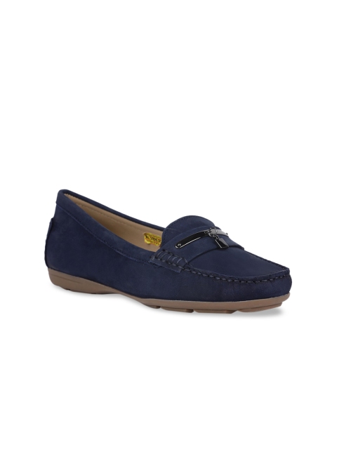 

Hush Puppies Women Navy Blue Solid Leather Loafers