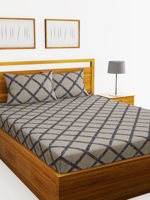 

BIANCA Grey Printed 110 TC Cotton Double Bedsheet With 2 Pillow Covers