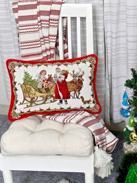 

AVI Living White & Red Set of Single Embroidered Rectangle Cushion Covers