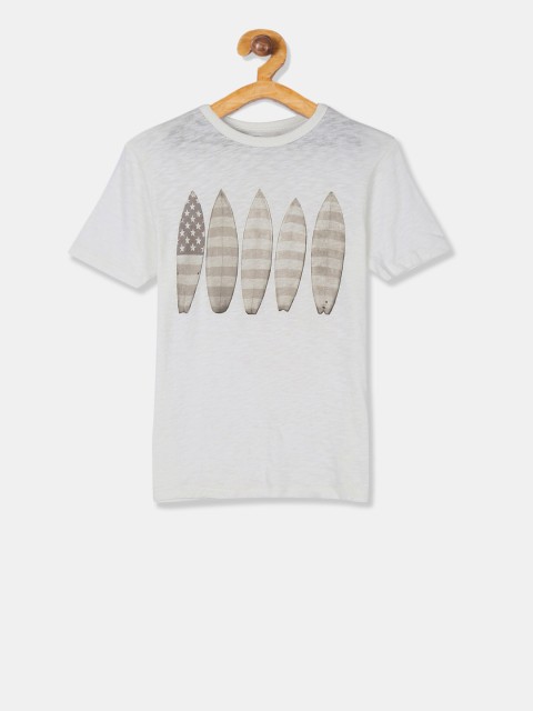 

GAP Boys Off-White Printed Round Neck Cotton T-shirt