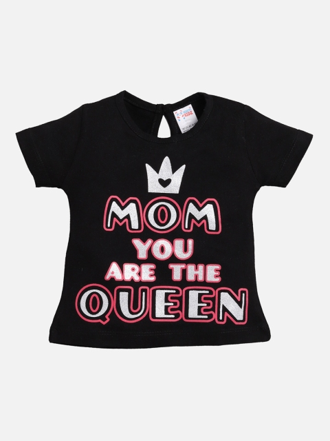 

NAUTI KIDZ Girls Black Printed V-Neck T-shirt