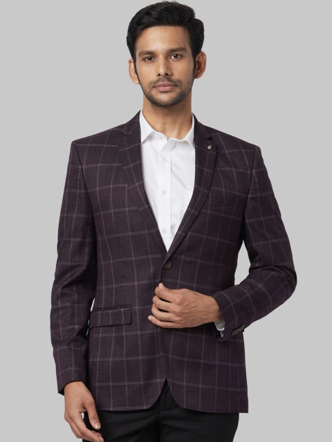 

Park Avenue Men Brown Checked Super Slim Fit Single-Breasted Formal Blazer