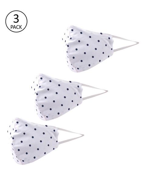

Lioncrown Unisex Pack of 3 White& Blue Printed 3-Ply Anti-Pollution Reusable Cloth Masks