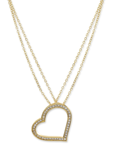 

Estele Gold-Plated Stone Studded Heart Pendant With Chain