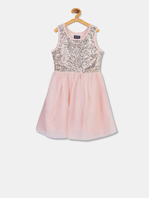 

The Childrens Place Girls Pink Embellished Fit and Flare Dress