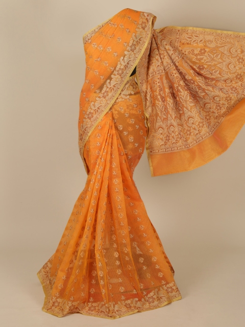 

Pothys Orange Woven Design Cotton Blend Saree