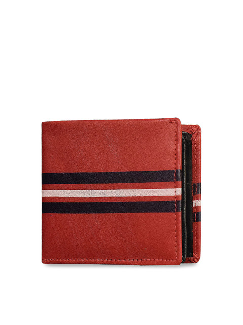 

ABYS Unisex Red Striped Leather Two-Fold Wallet