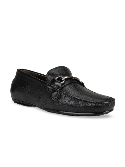 

ROSSO BRUNELLO Men Black Solid Leather Formal Loafers