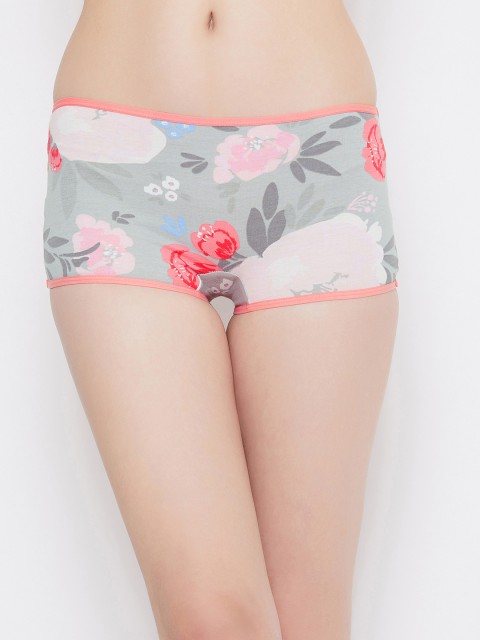 

Clovia Women Grey & Pink Printed Boyshorts PN2350I01