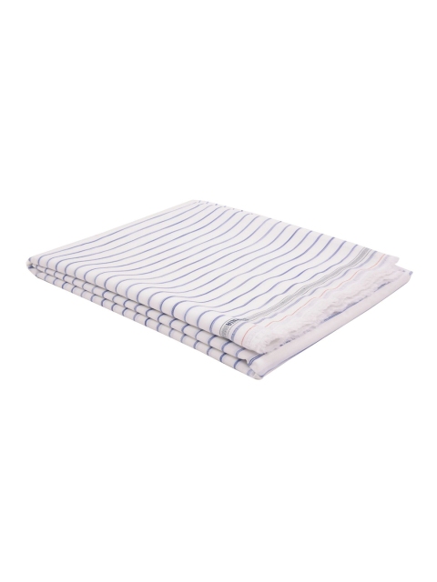 

Raymond Men White & Blue Striped Unstitched Shirt Fabric With Gift Packing Box