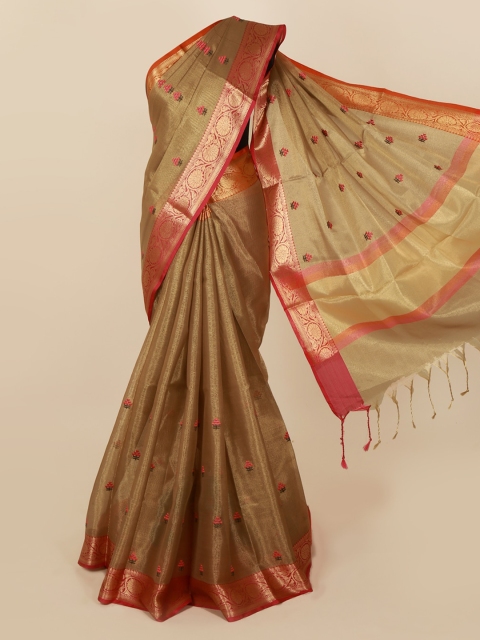 

Pothys Beige Embroidered Polycotton Saree