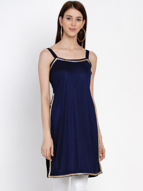 

Texco Women Navy Blue Solid A-Line Kurti