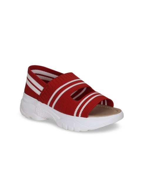 

Get Glamr Women Red & White Striped Heels