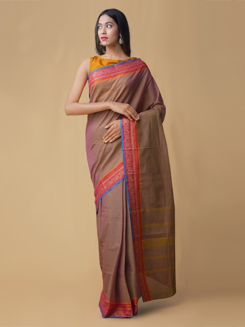 

Unnati Silks Mauve Solid Handcrafted Pure Cotton Saree