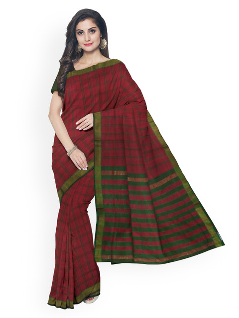 

APCO Red Pure Cotton Checked Mangalagiri Saree