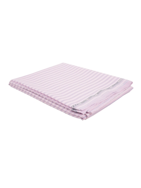 

Raymond Men White & Pink Striped Unstitched Shirt Fabric With Gift Packing Box