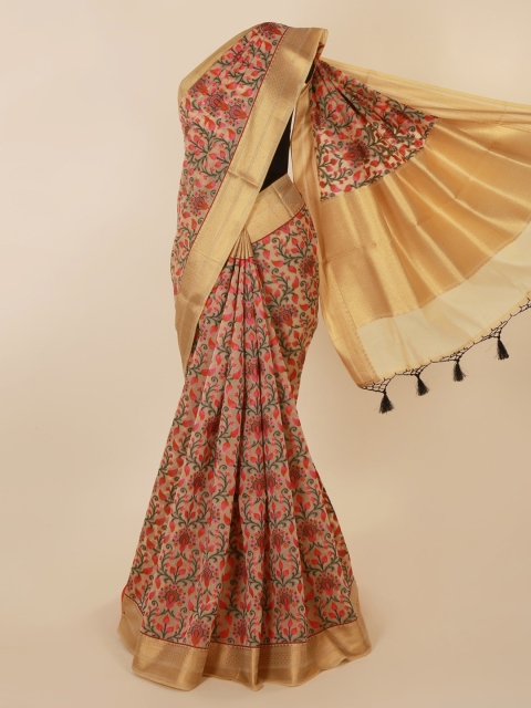

Pothys Cream-Coloured Printed Saree