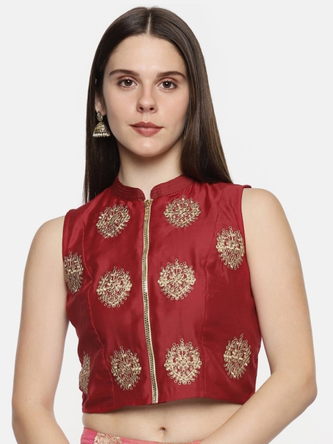 

TRISHAA BY PANTALOONS Women Red Self Design Top