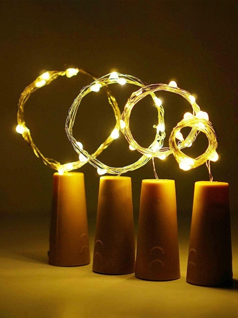 

Archies Set Of 6 White & Brown Bottle String Lights With Cork