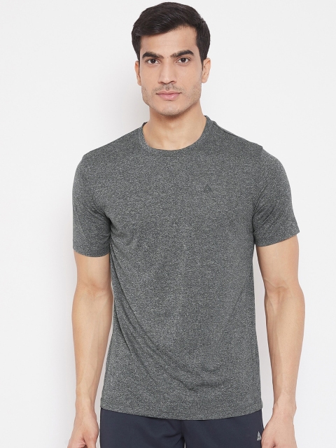

Athleto Men Grey Melange Solid Round Neck T-shirt