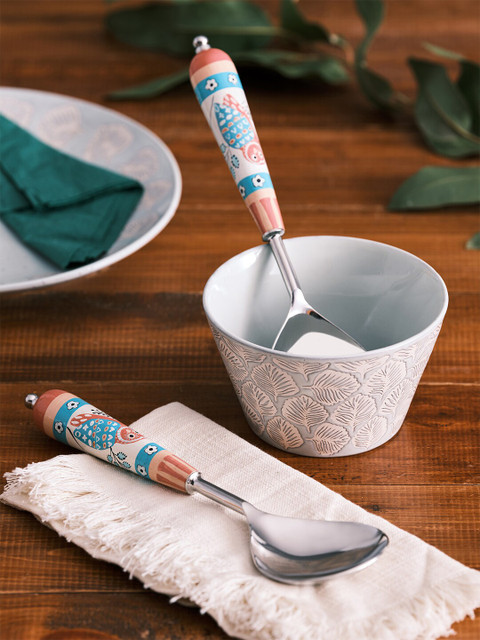 

Chumbak Multicoloured 2 Pieces Folk Farm Owl Serving Spoons, Multi