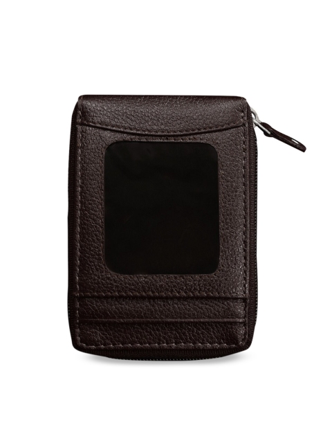 

ABYS Unisex Coffee Brown Solid Leather Zip-Around Wallet