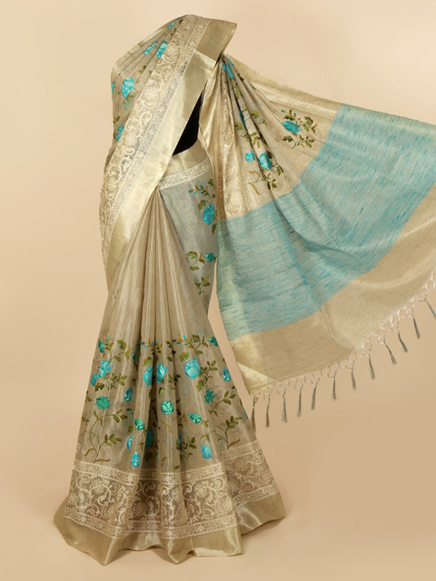 

Pothys Silver-Toned Woven Design Saree