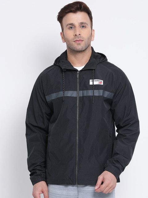 

New Balance Men Black Solid Windcheater Sporty Jacket