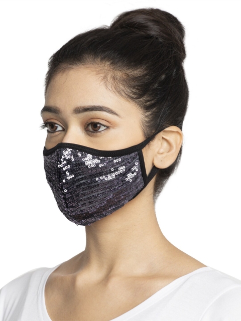 

TREEMODA Women Grey Embellished 3-Ply Reusable Cloth Mask