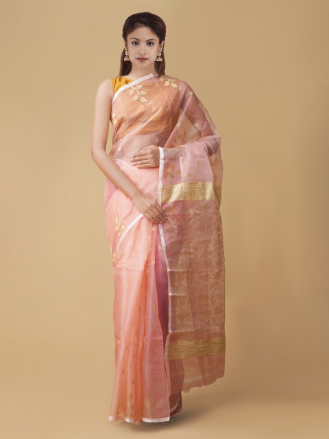 

Unnati Silks Pink Silk Cotton Woven Design Maheshwari Handloom Saree