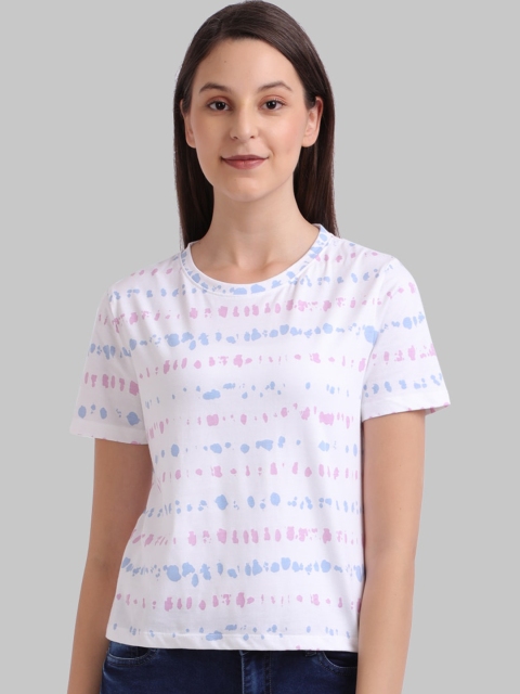 

Parx Women White Printed Round Neck T-shirt