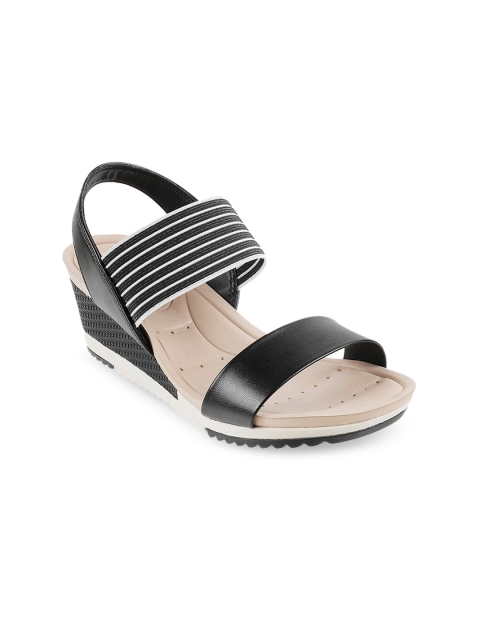 

DAVINCHI Women Black Striped Wedges