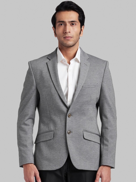 

Parx Men Grey Solid Single-Breasted Formal Blazer