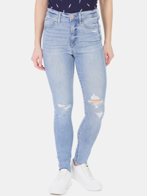 

GAP Women Blue Super Skinny Fit Mid-Rise Mildly Distressed Stretchable Jeans