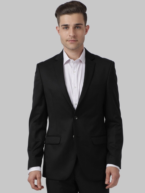 

Park Avenue Men Black Solid Single-Breasted Formal Blazer