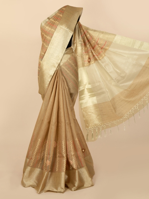 

Pothys Cream-Coloured Woven Design Polycotton Saree