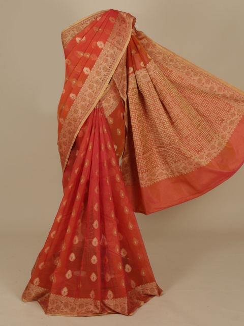 

Pothys Orange Woven Design Cotton Blend Saree