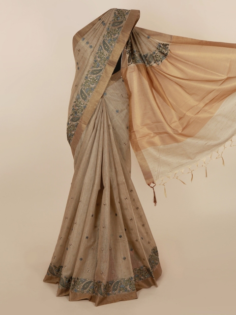 

Pothys Grey Solid Saree
