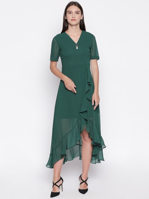 

Mesmerize Women Green Solid Wrap Dress