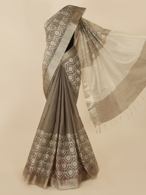 

Pothys Grey Embroidered Polycotton Saree