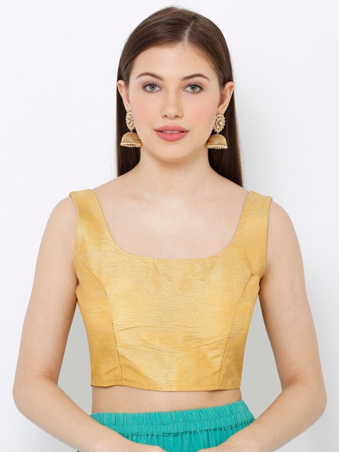 

SALWAR STUDIO Women Gold-Coloured Solid Padded Saree Blouse