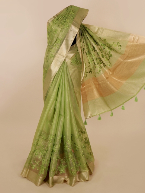 

Pothys Green Embroidered Polycotton Saree