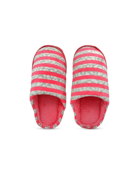 

Pampy Angel Women Coral Pink & Grey Striped Room Slippers