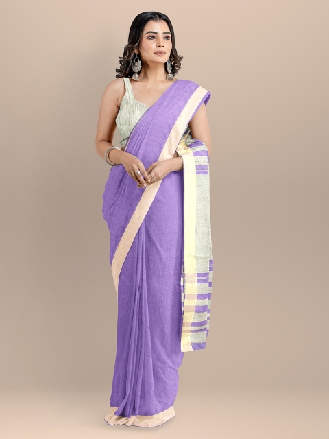 

BharatSthali Purple Solid Bhagalpuri Sustainable Saree